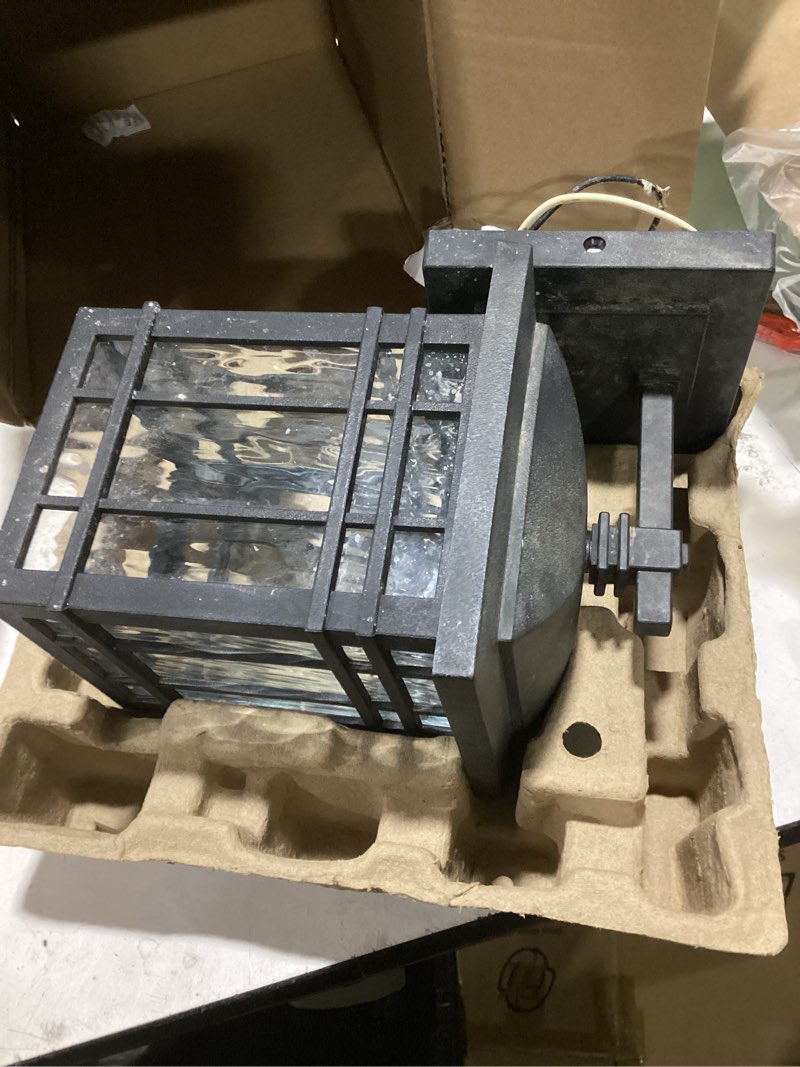 Condition photo showing Good Condition for quoizel canyon 1-light 9.88-in h matte black outdoor wall light