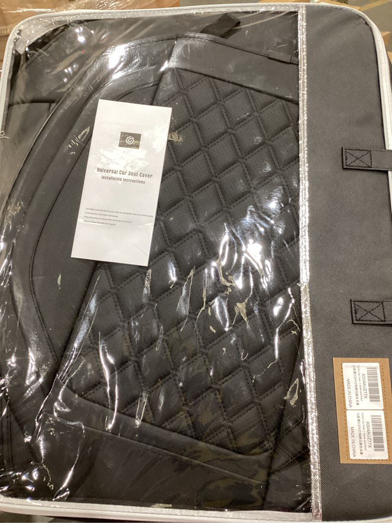 Condition photo showing Good Condition for Car Seat Covers Full Set Black, Luxury Faux Leather Car Seat Covers Waterproof Non-Slip Seat Protector Universal Fit for Most Cars SUVs Trucks Pick-ups,Car Accessories for Front Seats and Back Black-Full Set