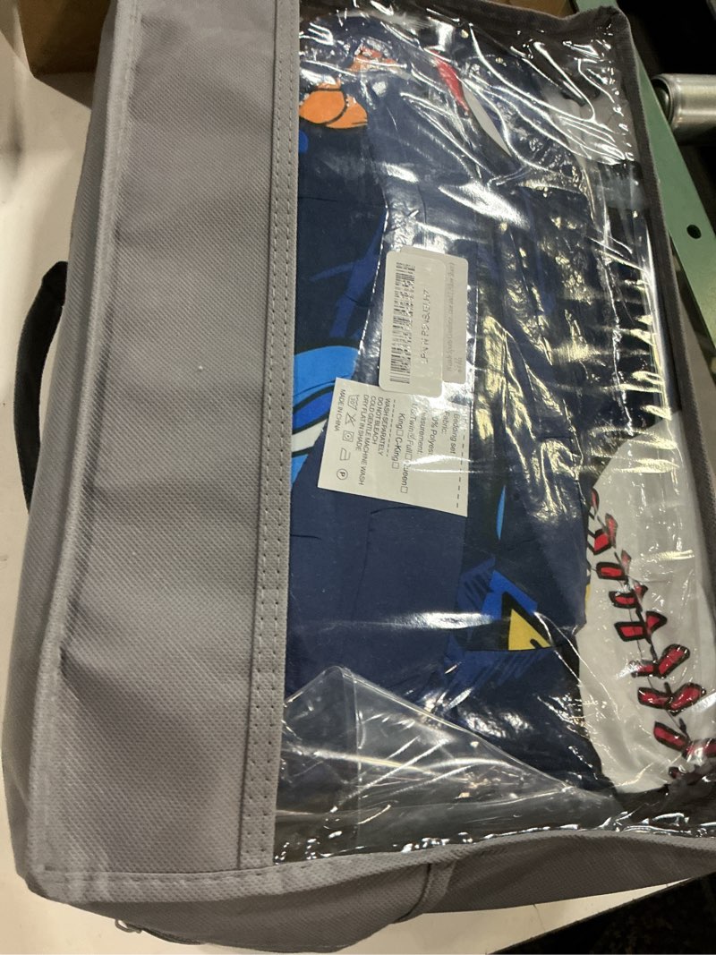 Condition photo showing New/Like New for wajade sports comforter set bed in a bag twin size 7 piece 3d soccer basketball baseball football bedding set for kids boys (1 comforter, 1 flat sheet, 1 fitted sheet, 2 pillowcase and 2 pillow sham) sports twin