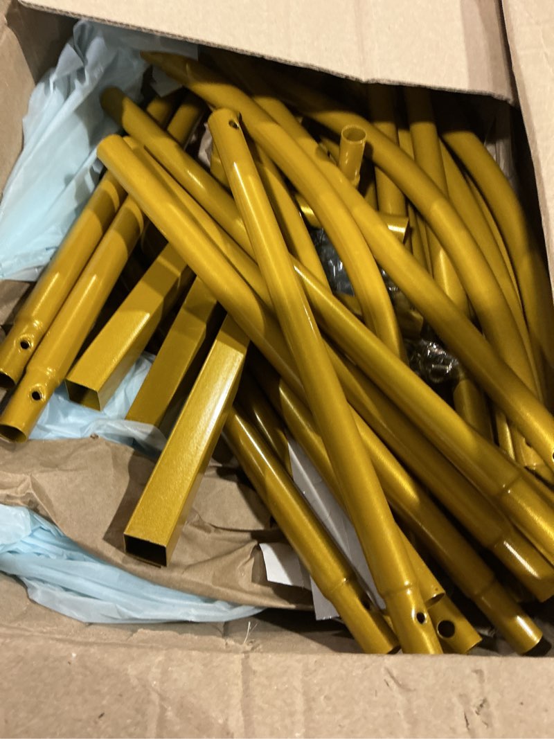 Condition photo showing As Is for metal arch backdrop stand, 7.2ft+6ft wedding arch frame, gold wedding arch backdrop stand set of 2, balloon arch backdrop for wedding birthday party baby shower graduation ceremony decor gold 7.2ft+6ft arch