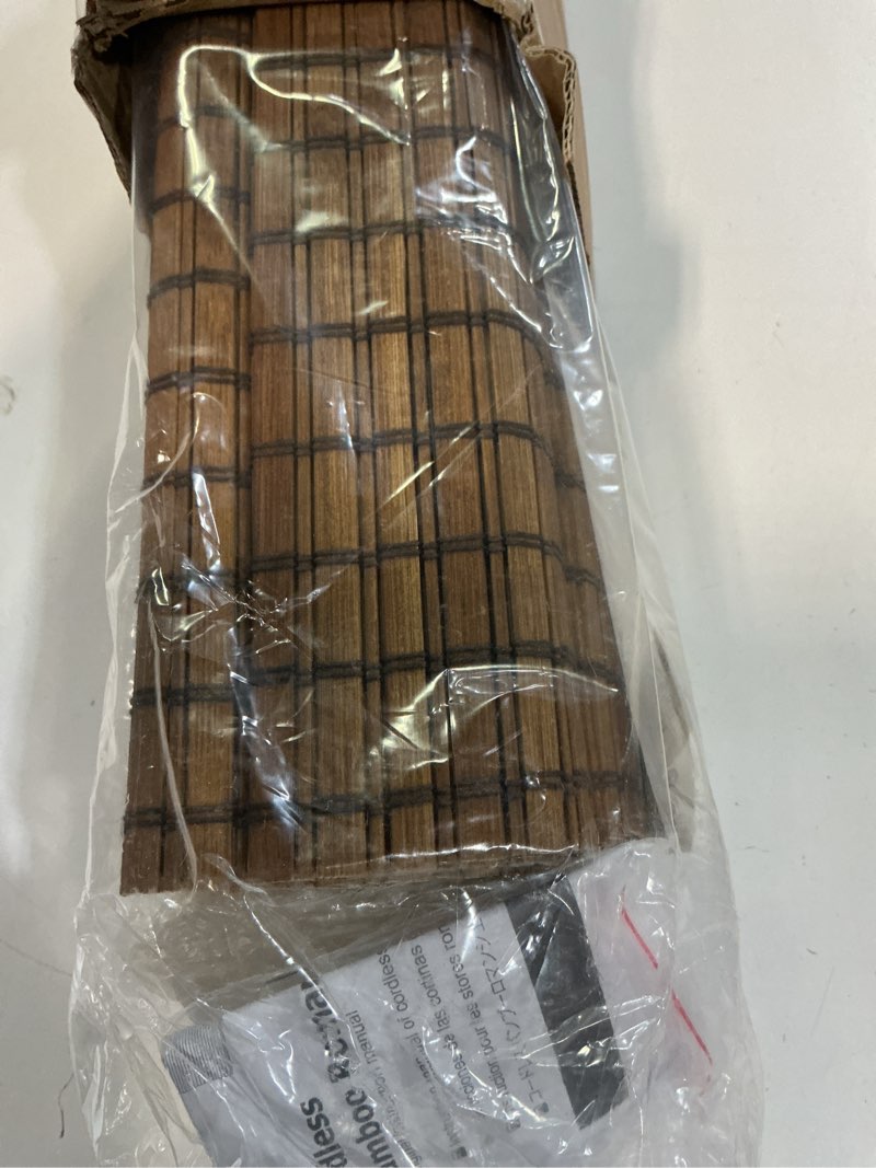 Condition photo showing Good Condition for LazBlinds Cordless Blackout Bamboo Roman Shades, Room Darkening Blinds for Interior Windows, Thermal Insulated Roll Up Bamboo Blinds for Home & Patio, 30" W x 64" H, Penang Teak Blackout - Penang Teak 30" W x 64" H