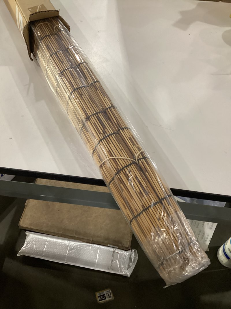 Condition photo showing New/Like New for Paramondo Outdoor Roller Shades for Patio, Exterior Waterproof Reed Roller Blinds, Outdoor Bamboo Shades for Patio, Roll Up Screen for Porch, Pergola, Balcony, Gazebo, 34" W x 48" L, Brown Reed - Brown 34'' W x 48'' L