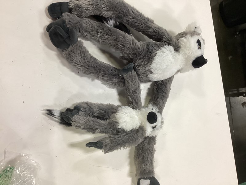 Condition photo showing Good Condition for 2pcs lemur hanging stuffed animal mother with baby hangs plush toys, hooks and stuffed animals with rings for kids, gifts for boys and girls grey lemur