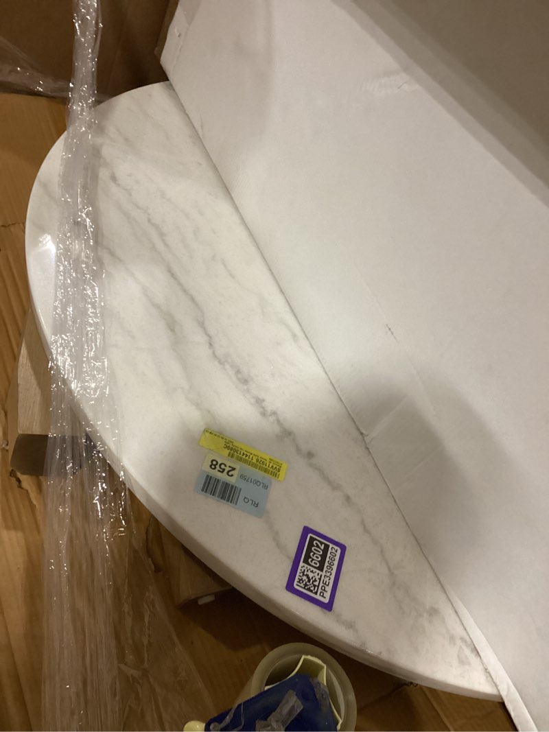Condition photo showing As Is for Mairenn 48" Round Solid Marble Top Dining Table By Corrigan Studio®