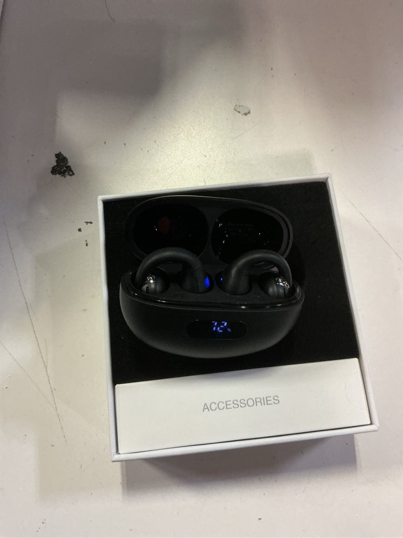 Condition photo showing Good Condition for iamjoy ai language translation earbuds real time, language translator earbuds open ear clip-on design, 163 language & accents two-way translator device with app for travel learning business, black
