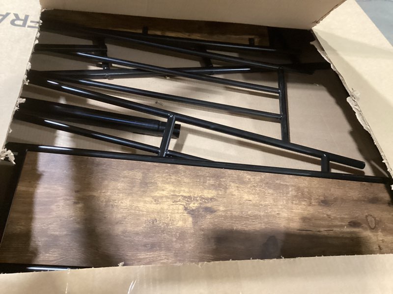 Condition photo showing As Is for bunk bed twin over twin, heavy duty metal bunkbeds with ladder and full-length guardrail, convertibl