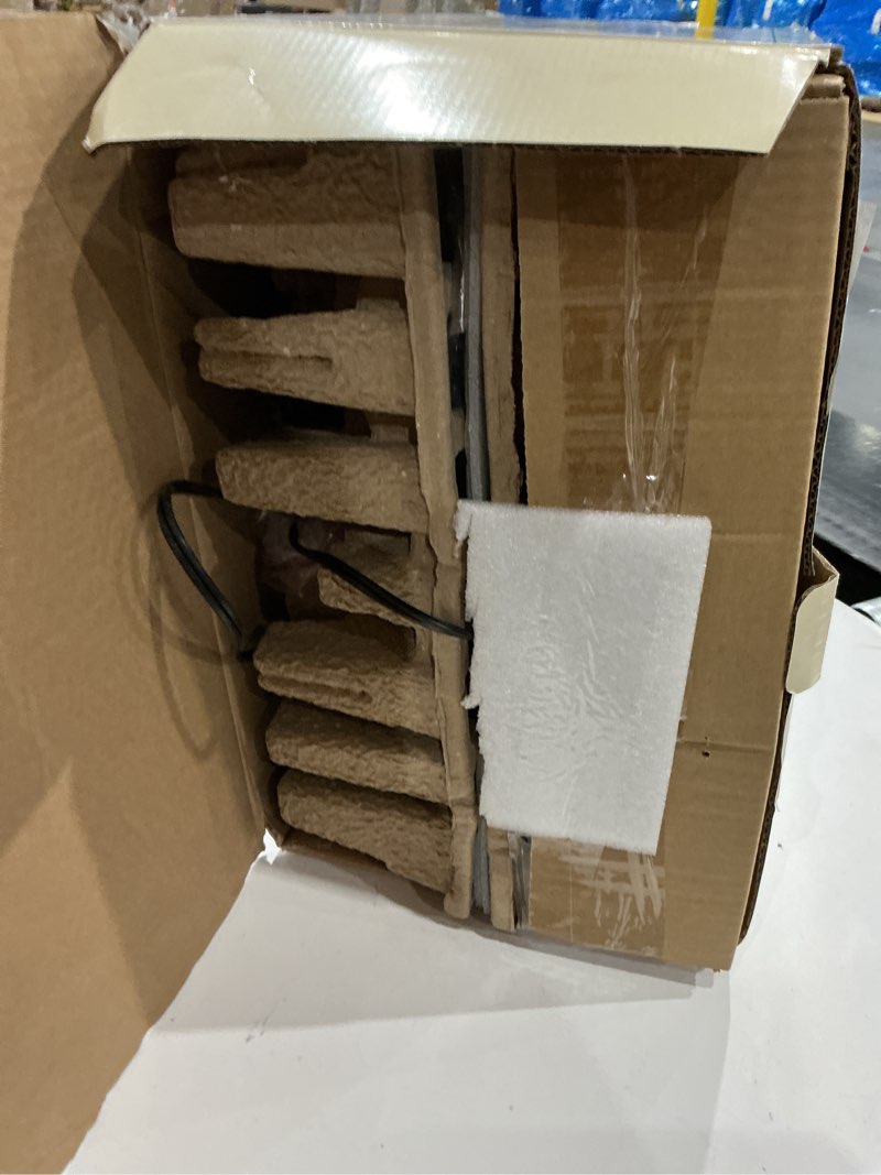 Condition photo showing As Is for allen + roth 67-in black multi-head floor lamp with glass shade