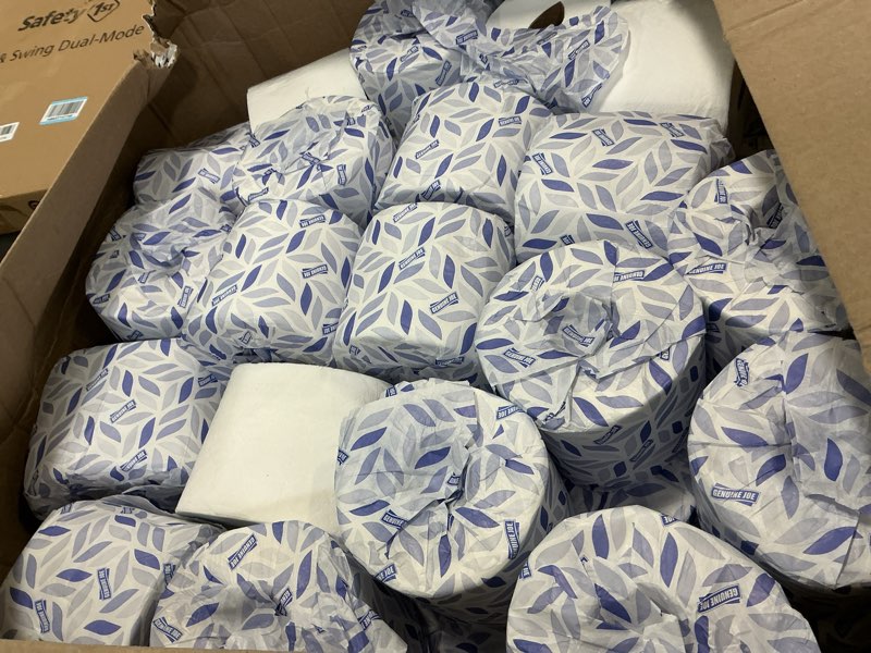 Condition photo showing As Is for Genuine Joe Standard Bath Tissue, 4" x 4", 2-Ply, 550 Sheets/Roll, 80 Count 4" x 4", 550 Count (Pack of 80)