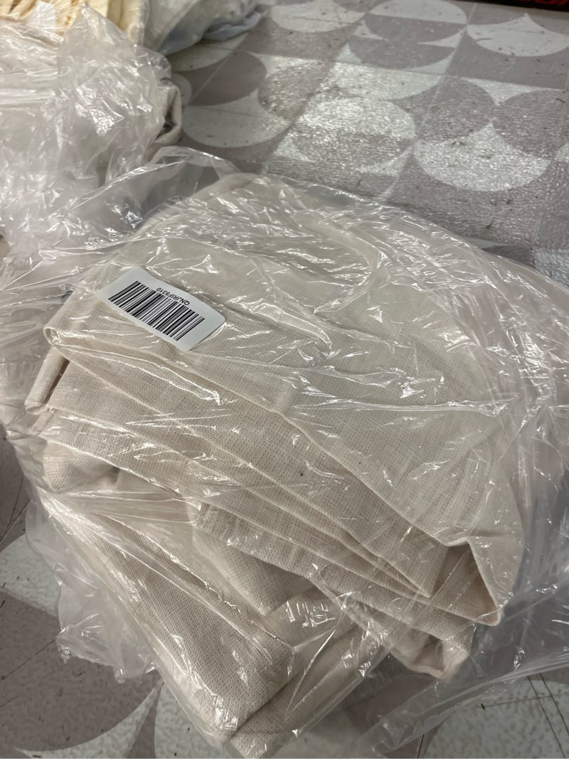 Condition photo showing Good Condition for heavyweight european linen room darkening curtain, 48x108, sand