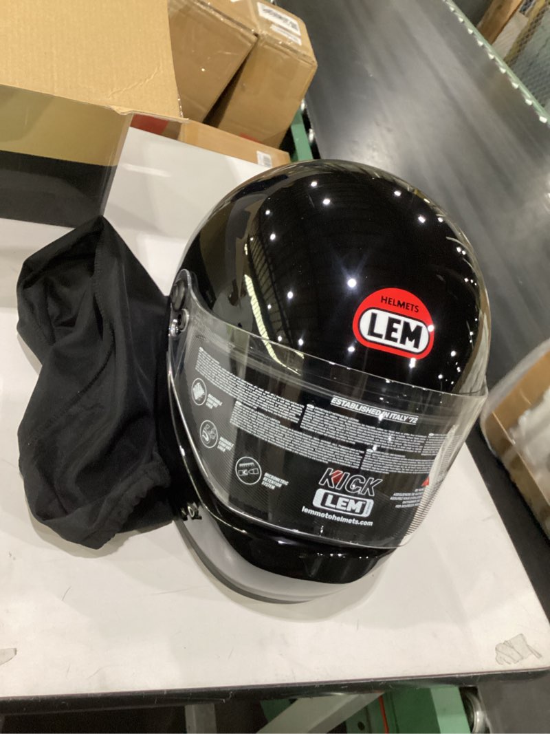 Condition photo showing Good Condition for lem full face motorcycle helmets, dot certified, retro motorcycle helmet for adult, vintage helmet, lightweight fiberglass shell, for cafe racer, cruising, city commuting,(black,size x-large)