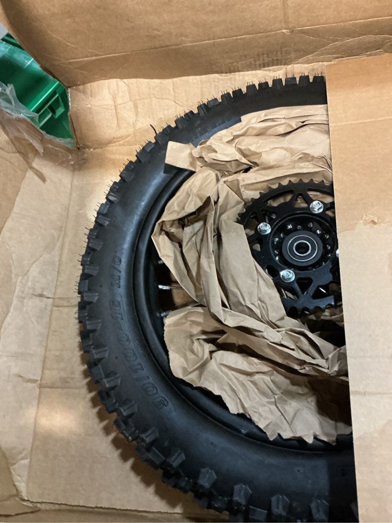 Condition photo showing Good Condition for 90/100-16 rear wheel tire rim with 15mm bearing and 428-41t sprocket + 190mm disc brake for 110cc 125cc 140cc 150cc 160cc 200cc taotao apollo pit dirt bike