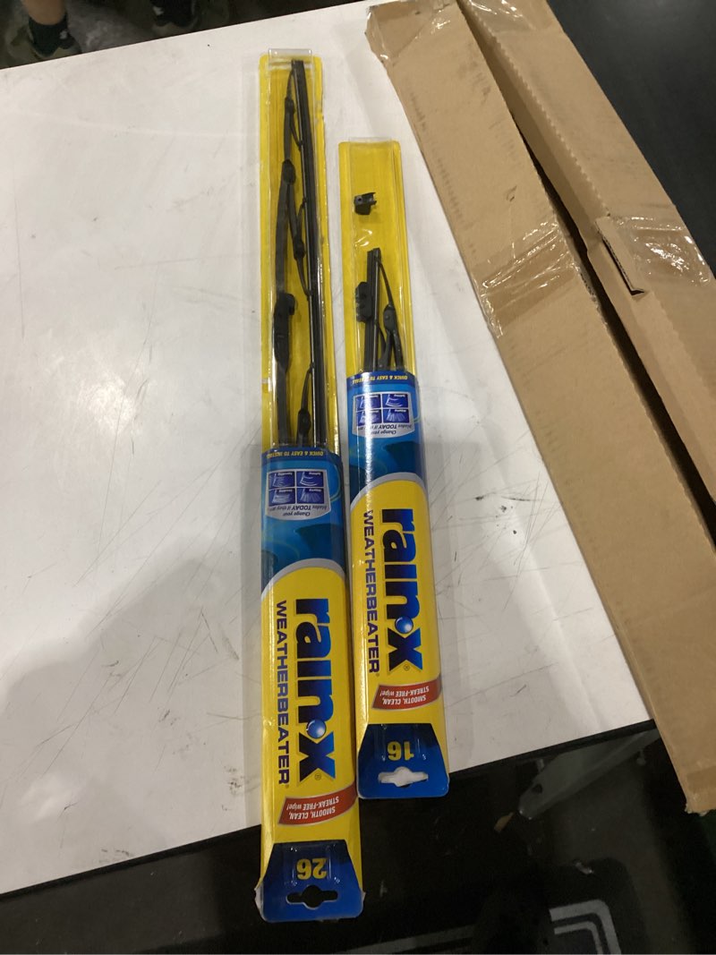 Condition photo showing As Is for rain x 26-16 wiper blades