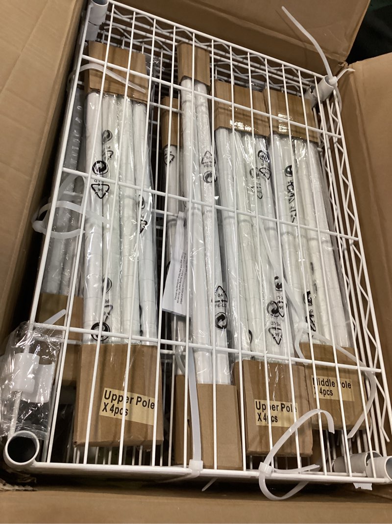 Condition photo showing Good Condition for E16 Heavy Duty Clothing Rack?With 7-Tier Adjustable Shoe Rack? Freestanding Clothes Rack for Hanging Clothes?Metal Closet Storage Organizer Large Wardrobe?69'' W x 15.8'' D x 76.2'' H?White