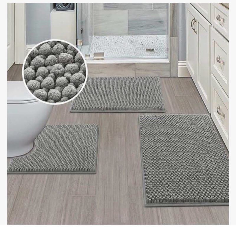 turquoize chenille bathroom rugs set non-slip bath mats extra soft and absorbent shaggy for floor in