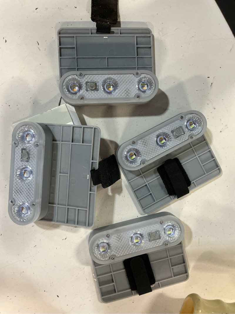 Condition photo showing As Is for volisun solar pool lights for above ground pools,9 rgb color led pool light,ip65 waterproof,built-in rechargeable solar battery,pool lights solar powered for pond,yard decor(4pack) gray 4