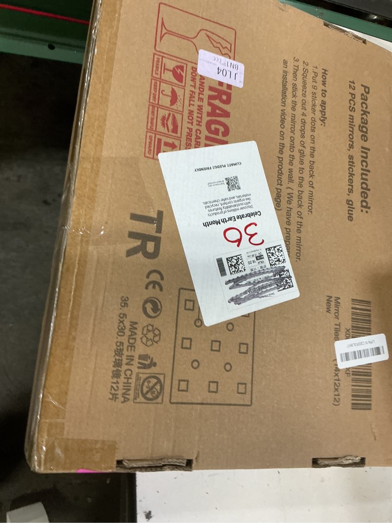Condition photo showing New/Like New for home gym mirror tiles for wall, 14"x12"x12pcs full length home gym workout mirror for garage, bedroom, living room, over the door frameless 14"x12" (12 pcs)