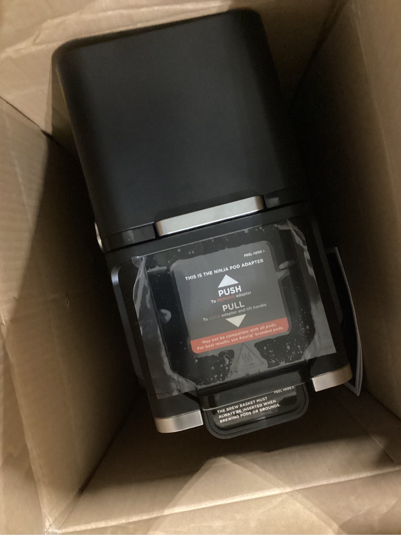 Condition photo showing As Is for ninja hot and iced coffee maker, single serve coffee maker and drip coffee machine, dualbrew pro specialty 12-cup with k-cup combo, includes permanent filter, cfp307 frother + permanent filter