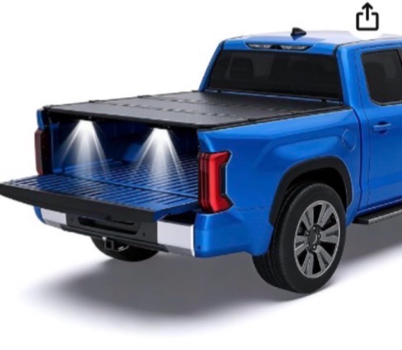 4.6ft hard tri-fold truck bed tonneau cover with lamps replacement for ford maverick 4.6ft 2022 2023