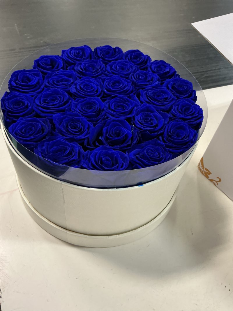 Condition photo showing New/Like New for perfectione roses 27 roses in a box, mothers day rose, preserved flowers for her, flowers for delivery birthday gifts for women (royal blue) royal blue 27 roses