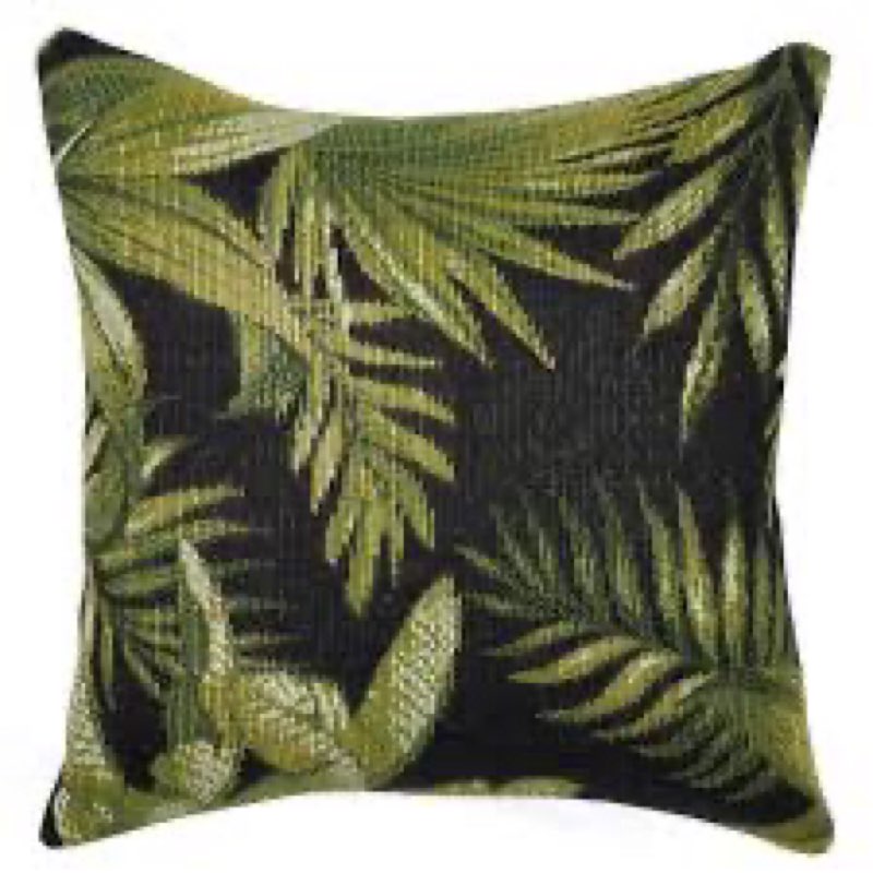 Liora Manne Marina Indoor/Outdoor Power Loomed Synthetic Blend Machine Washable Pillows, 18 x 18-Inch, Jungle Leaves Black Jungle Leaves Black 18" x 18" (Pack of 1)