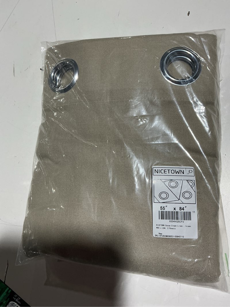 Condition photo showing Good Condition for nicetown cocoa cream linen curtains for kitchen, thick flax small window treatments semi sheer privacy assured with light through for cafe/bathroom, w55 x l84, 2 panels cocoa cream 55"w x 84"l (pack of 2)