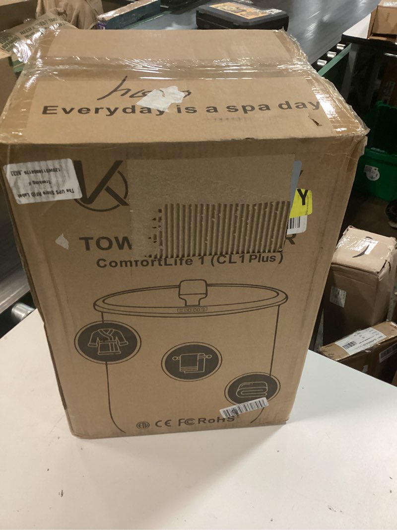 Condition photo showing New/Like New for keenray upgraded towel warmer bucket, large towel warmer with 3 heating modes, heat time 30/45/60/90 min adjustable and up to 24 hour delay timer, towel heater for oversize bathrobes blankets, cl1plus clear white