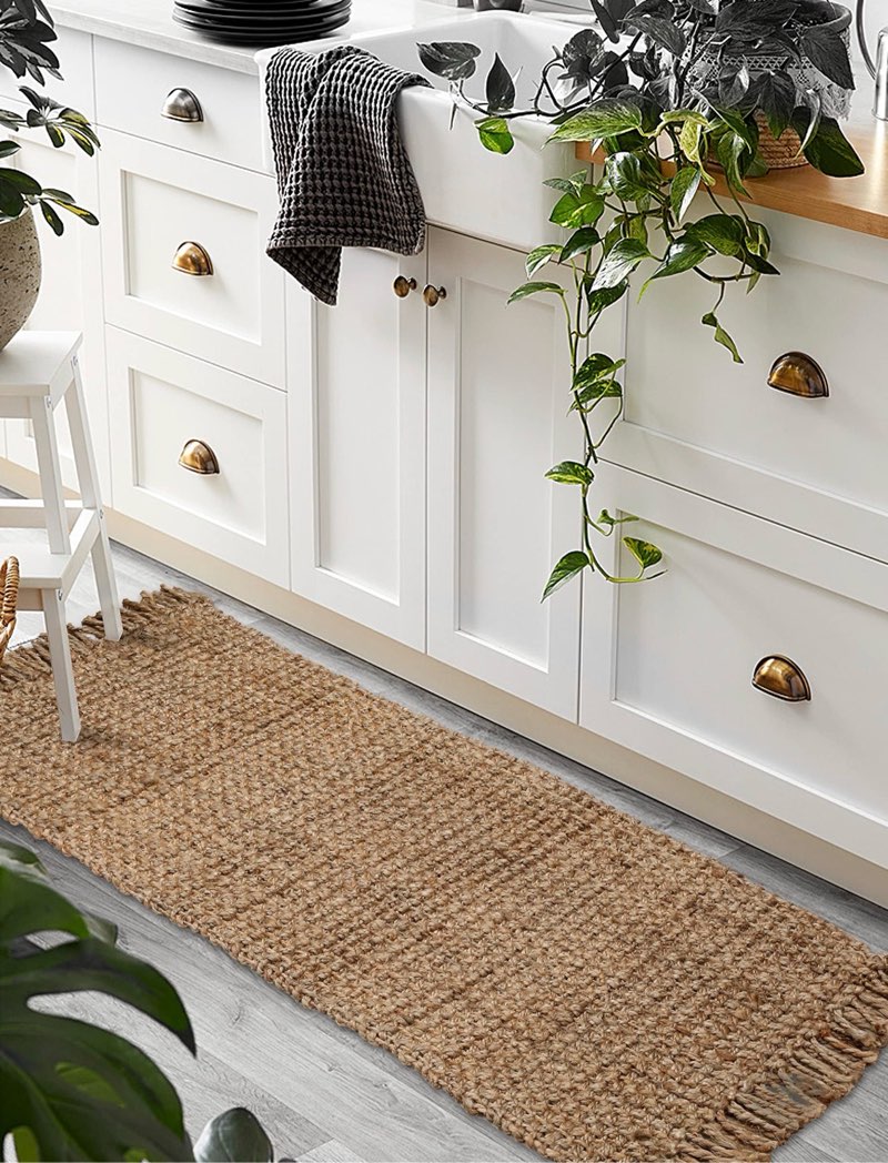 Hausattire Hand Woven Jute Runner Area Rug 2.5'x8' - Natural,Reversible Farmhouse Boho Rustic Area Runner Rugs for Hallway, Kitchen,Living Room,Bedroom|Decorative Floor Rugs-30x96 Inches