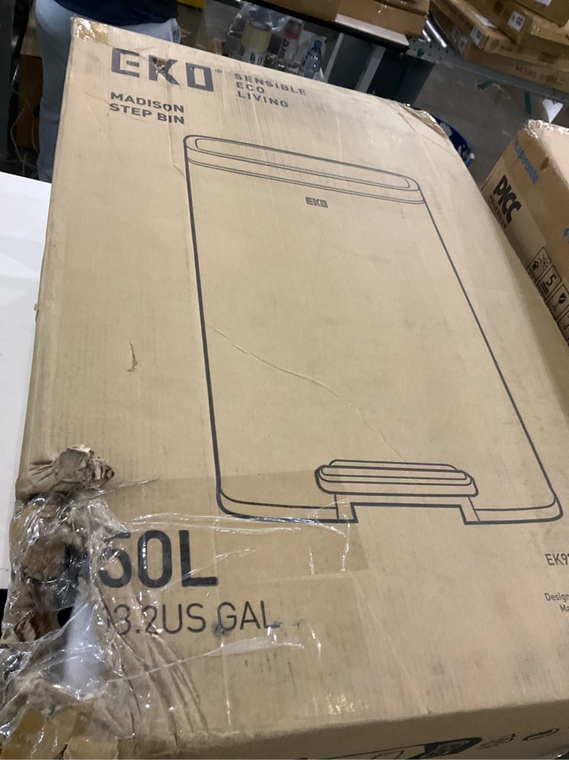 Condition photo showing New/Like New for EKO Madison Matte Stainless 50 Liter/13.2 Gallon Step Trash Can w/Inner Liner - Fingerprint Resistant Finish 50L Matte Stainless