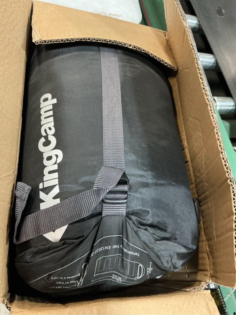 Condition photo showing Good Condition for KingCamp Sleeping Bag for Adults, Cold Weather & Warm XL Big and Tall Flannel Sleeping Bags with Compression Sack Portable Waterproof Essentials Gear Accessories for Outdoor Camping 90" x 35" | 5°~39°F BLACK Left Zip