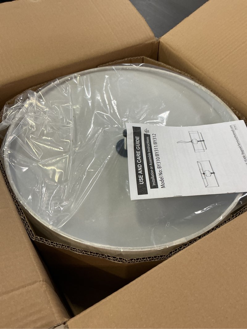Condition photo showing Good Condition for bagood 16 inch 3-light drum modern black ceiling light fixture flush mount ceiling light fixture dimmable close to ceiling light fixture with fabric shade for living room hallway entryway bedroom black flush mount 16 inch