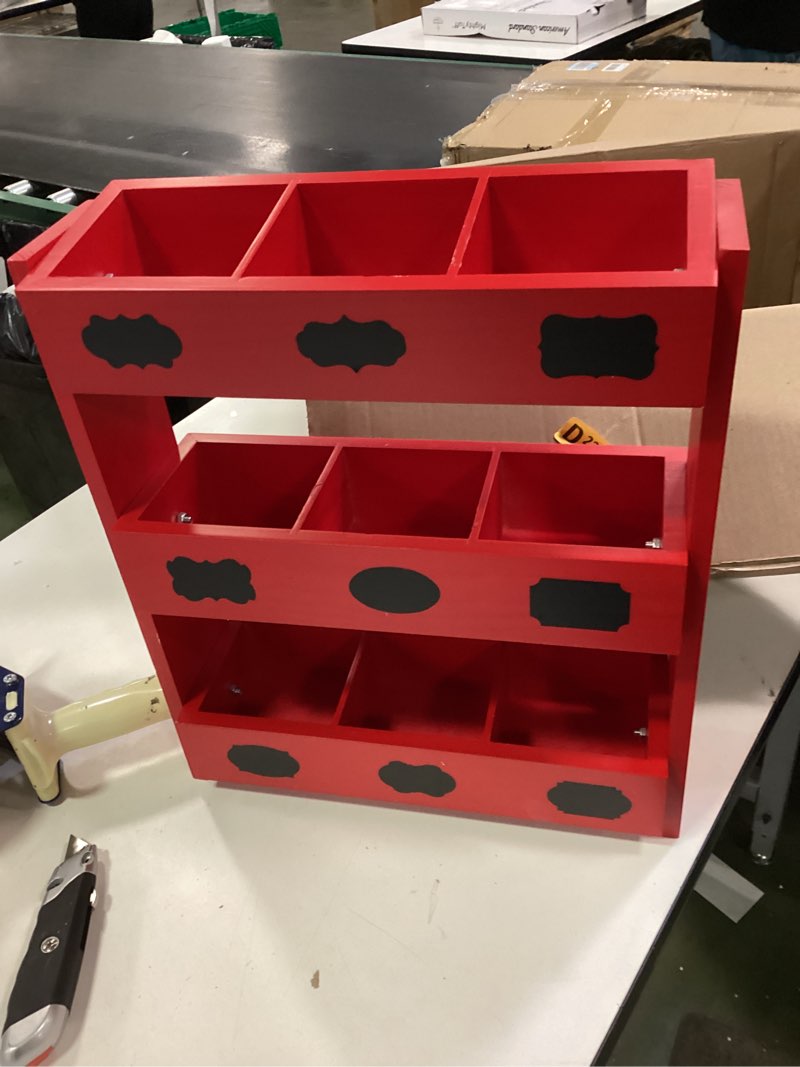 Condition photo showing Good Condition for 3 Tier Wooden Hot Cocoa Bar Organizer with 9 Compartment, Red Christmas Chocolate Bar Station for Snack Mug Coffee Supplies, Holiday Warming Gift Home Kitchen Decor(14.2 x 4.72 x 16.6 in)