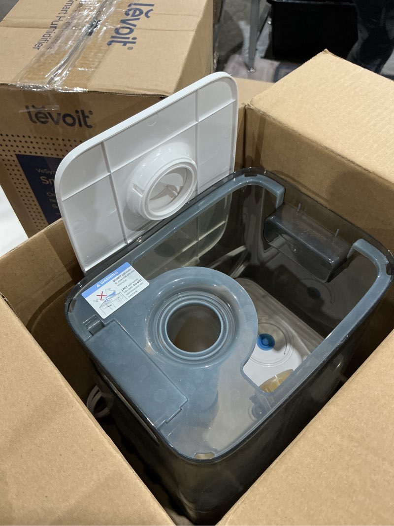 Condition photo showing As Is for used// levoit humidifiers for bedroom large room home, (6l) cool mist top fill essential oil diffuser for baby & plants, smart app & voice control, rapid humidification & auto mode - quiet sleep mode, gray gray classic300s