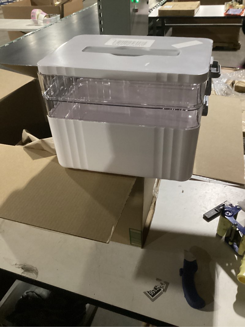 Condition photo showing As Is for 3-Tier Medicine Organizer - Portable Medicine Cabinet with Plastic Handle, Multipurpose Medical Box with Pill Box, Empty First Aid Kit for Home