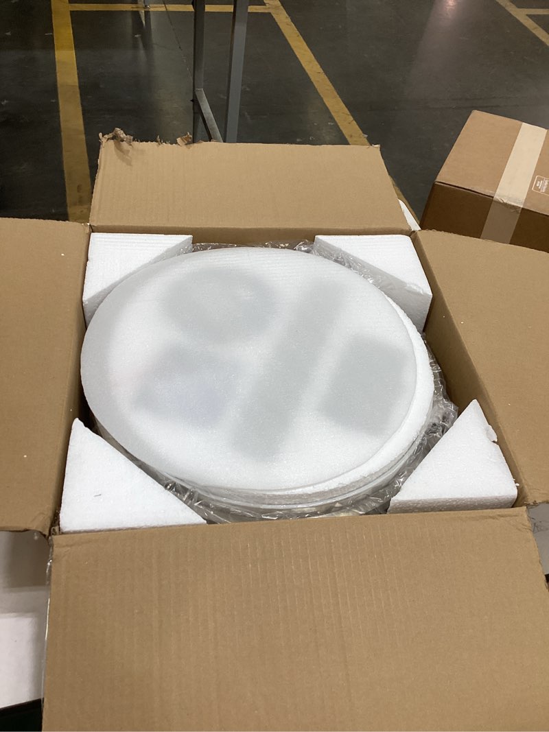 Condition photo showing Good Condition for nzzdyi 16.3''drum chandelier 3-light brushed nickel modern white fabric chandeliers adjustable drum pendant light for dining room kitchen island hallway living bedroom brushed nickel 16.3in