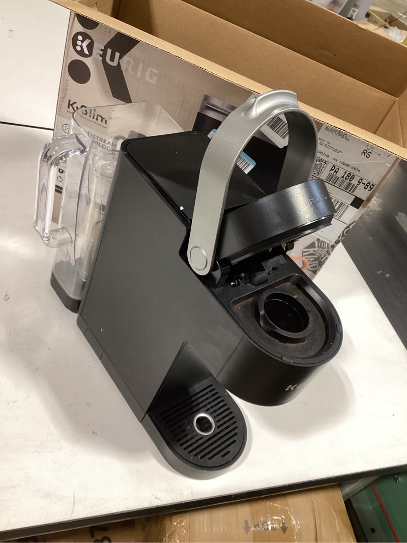Condition photo showing As Is for keurig k-slim single serve k-cup pod coffee maker, multistream technology, 3 brew sizes, slim and sleek design, 46oz removable reservoir, black