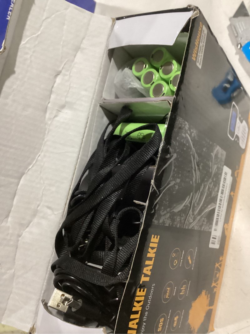 Condition photo showing As Is for Wishouse Walkie Talkies for Adults Long Range-Rechargeable 4 Pack 2 Way Radios, Hiking Accessories Camping Gear Xmas Birthday Gift for Kids Family with Lamp,SOS Siren,NOAA Weather Alert,Easy to Use Red Blue Orange Yellow