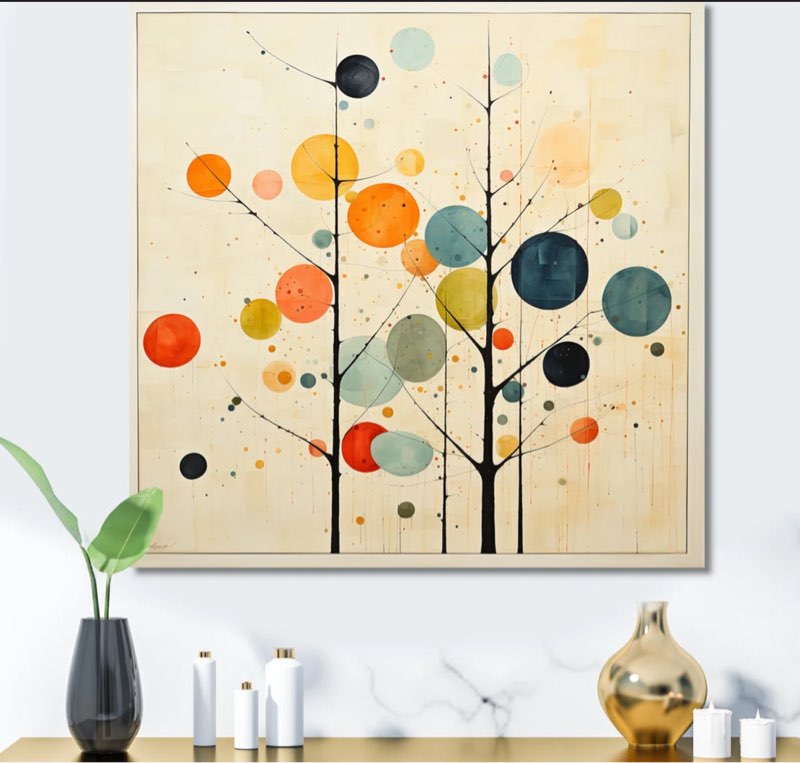 40” X 40” Beige Mid Century Minimalist Masterpiece - Minimalism Wall Art