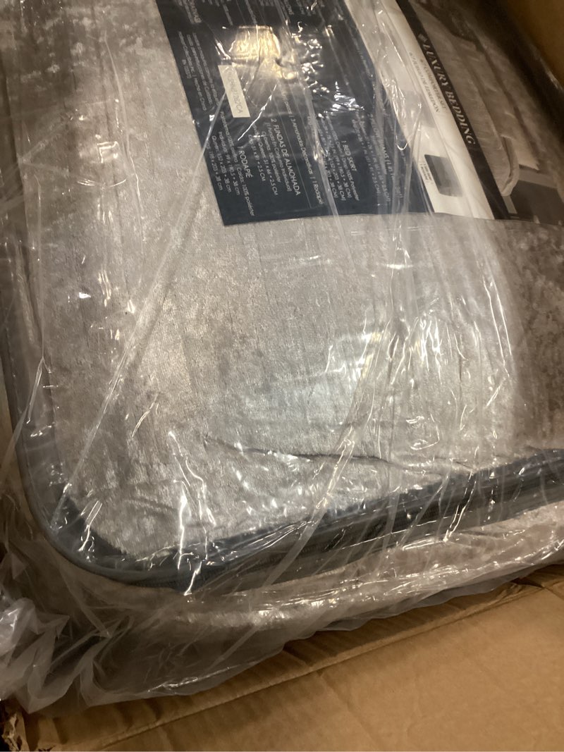 Condition photo showing New/Like New for Riverbrook Home Turin Comforter Set, King, Silver, 7 Piece Set Silver King