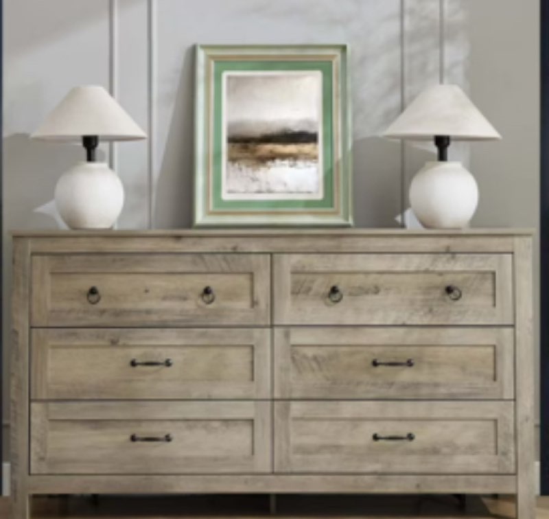6-Drawer Wood Dresser, Farmhouse Style Chest With Smooth Gliding Drawers (missing parts)