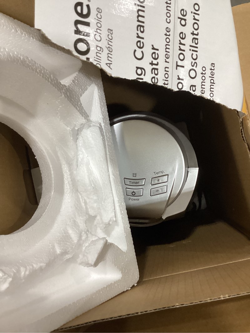 Condition photo showing As Is for Comfort Zone Portable 1500W Ceramic Oscillating Digital Tower Space Heater