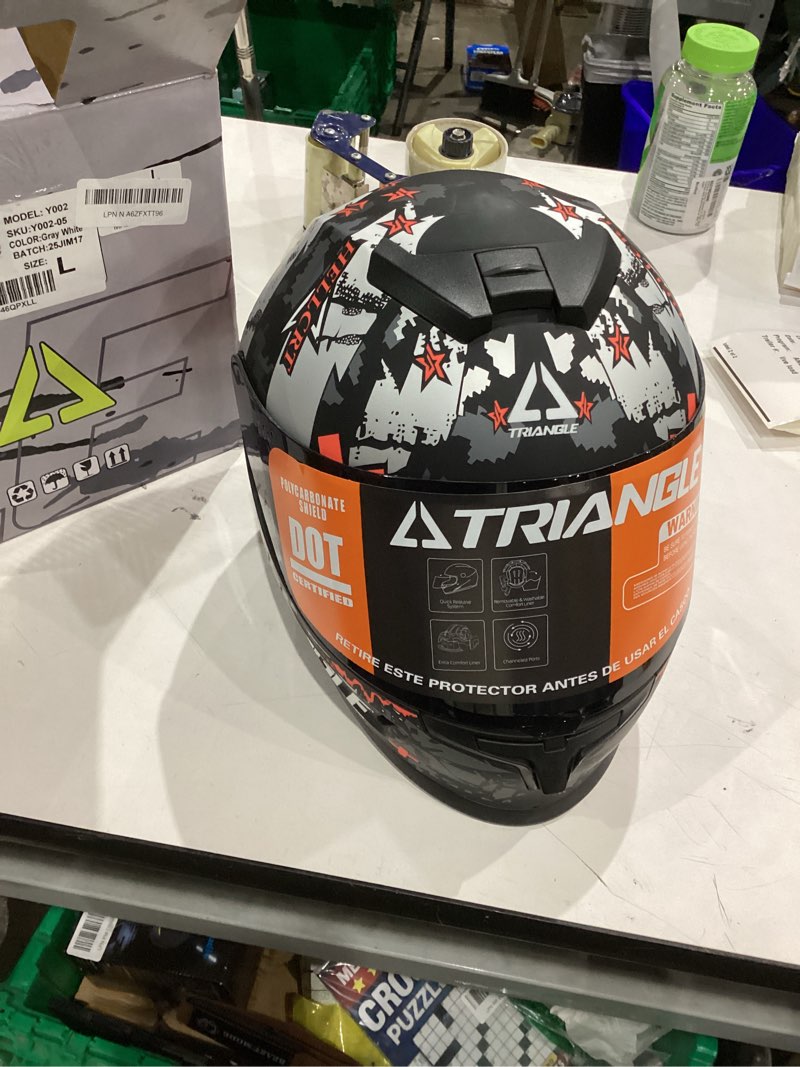 Condition photo showing Good Condition for TRIANGLE Kids Motorcycle Helmets Youth Full Face Helmet Lightweight with 2 Visors DOT Approved Large Gray White