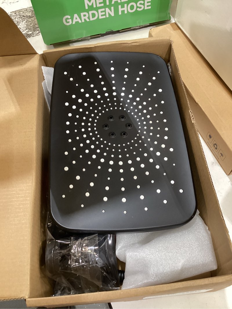 Condition photo showing Good Condition for wide rain shower head with 5 modes handheld showerheads, high pressure showerhead combo with extension arm for bathroom accessories, adjustable shower head with anti-clog nozzles (black) matte black
