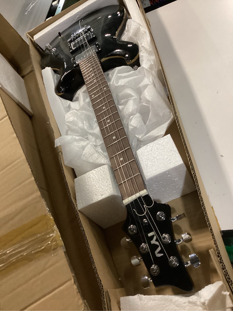Condition photo showing As Is for IYV 6 String IP-350 TBK PRS Solid-Body Electric Guitar, Trans Black Guitars