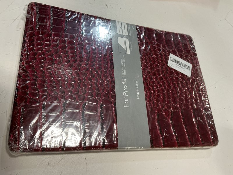 Condition photo showing New/Like New for KEROM Crocodile Case for MacBook Pro 14 Inch 2024-2021 M4 M3 M2 M1 Pro/Max Chip A3112 A3185 A3401 A2918 A2992 A2779 A2442, Aligator Skin Snakeskin PU Leather Hard Shell & Keyboard Cover, Burgundy # Shiny Burgundy Crocodile