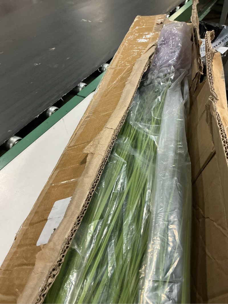 Condition photo showing New/Like New for jexine 2 pieces 4 ft artificial tall grass plants outdoor with white cockscomb flower tall artificial grass green onions plant potted for housewarming gift house garden lobby outdoor