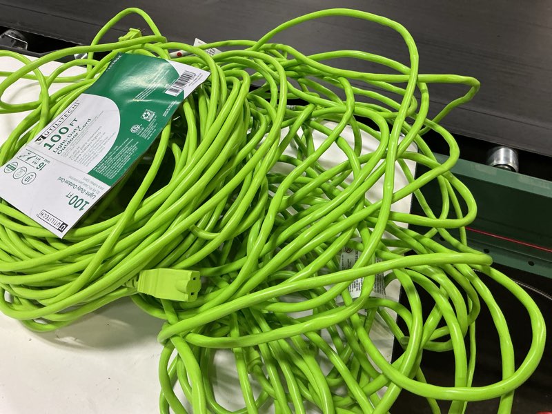 Condition photo showing As Is for utilitech 100-ft 16 / 2 light duty 2 prong green outdoor extension power cord