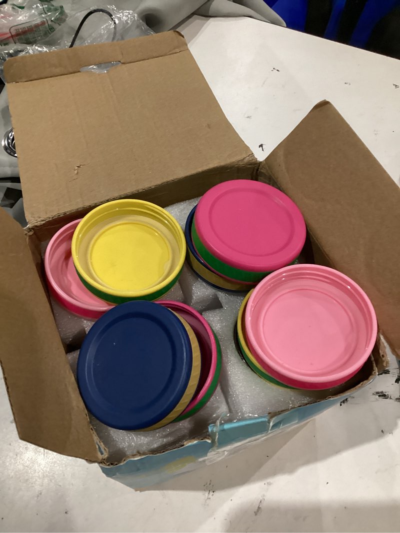 Condition photo showing As Is for sursip toddler glass sippy cups, kids baby 12 oz spill-proof water tumbler with straw and lids, smoothie snack mason jar for travel school or at home, 4 packs pink/mermaid seaweed/galactic sky/dino 12 ounces