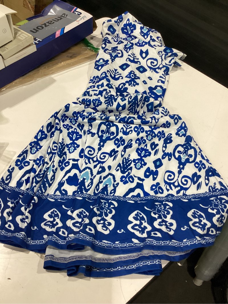 Condition photo showing New/Like New for rumia womens casual dresses wrap v neck dress a-line ruffle sleeve summer sundress fashion 2026 floral blue 02 large
