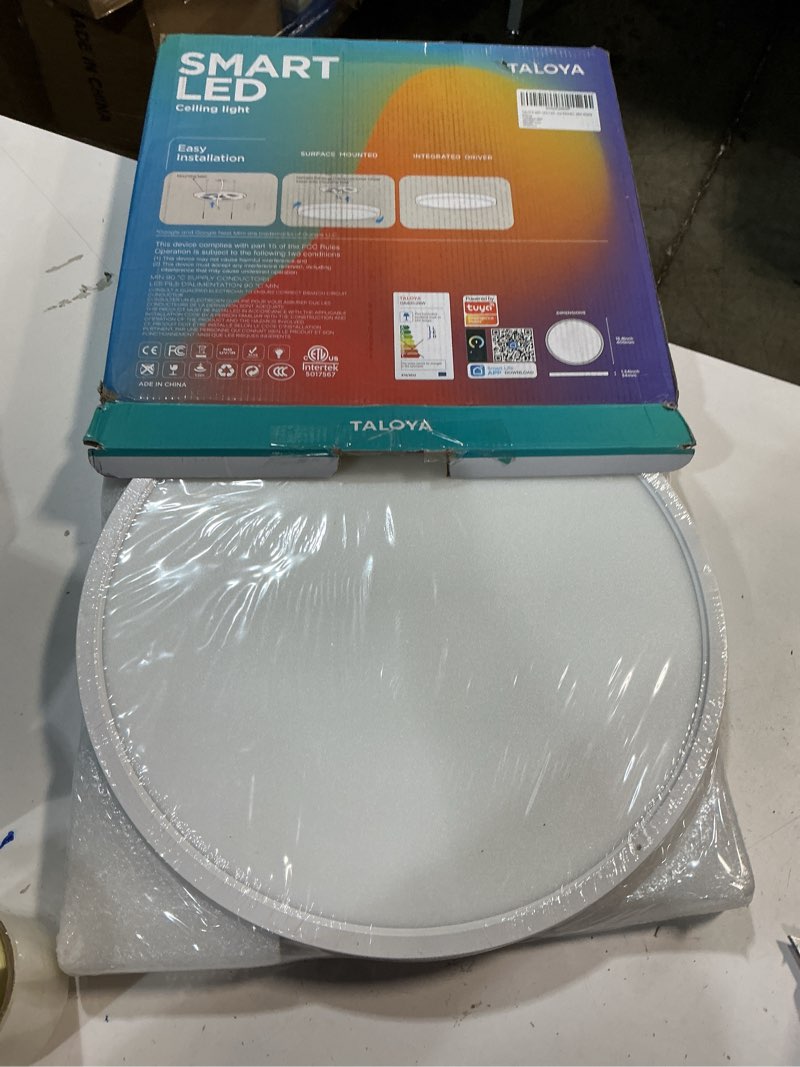 Condition photo showing New/Like New for TALOYA Alexa Ceiling Light Smart, WiFi, Compatible with Google, 15.8 Inch Modern Dimmable Flush Mount LED Light Fixture for Living Room Office Kitchen, 28W RGBW White 15.8"-WHITE