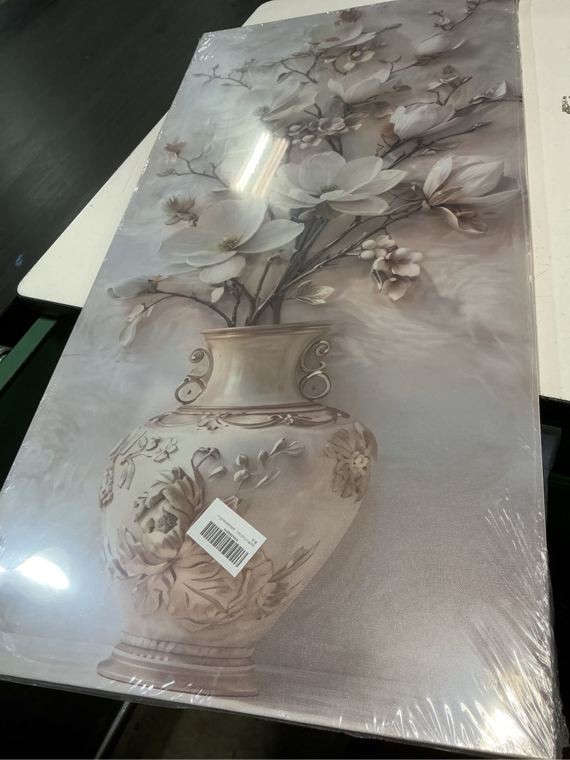 Condition photo showing New/Like New for large white floral canvas wall art gold vase flower painting picture wall decor flowers botanical poster print artwork for living room bedroom hallway office